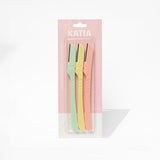 Katia Eyebrow Razor 3-Piece Set - Multicolor Handles - Precise & Painless Hair Removal