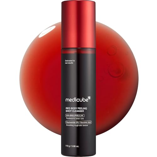 Medicube Red Body Peeling Shot - Strawberry Skin Exfoliating Spray with AHA, BHA & Succinic Acid - 3.88 oz