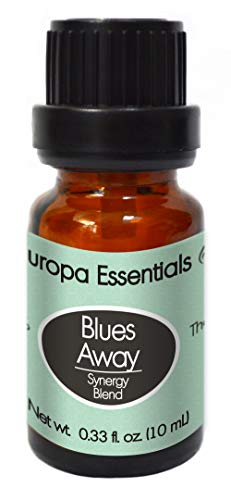 Europa Essentials All Natural BLUES AWAY Mood Lifting Synergy Essential Oil Blend – Pure Therapeutic Grade with Ylang Ylang, Wild Orange & Peppermint, 10ml
