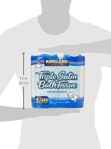 Kirkland Signature Triple Satin 3-Ply Toilet Paper, 4 Rolls Pack – Ultra Soft & Strong