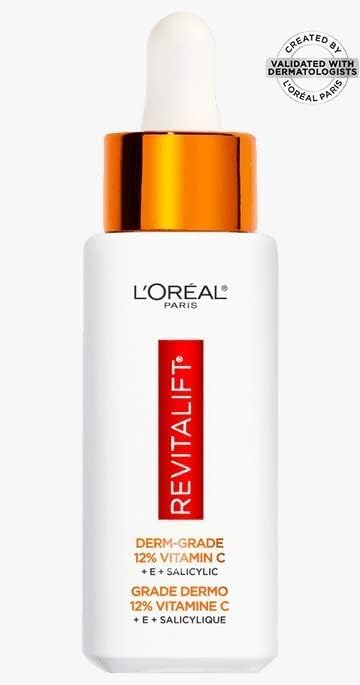 L'Oreal Paris Revitalift Derm Intensives Derm Grade 12% Vitamin C + E + Salicylic Serum, 1.0 Fl. Oz.