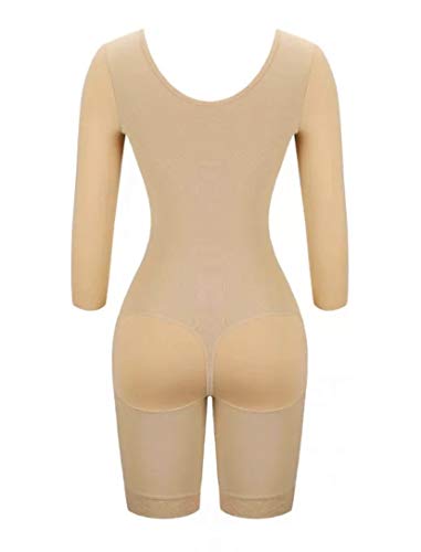 Women's Full Body Shaper - Compression Lace Bodysuit in Beige, Size L
