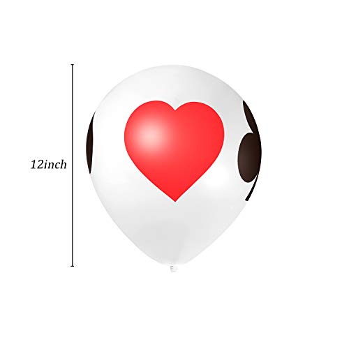 12 Inch Casino Card Night Latex Balloons - 50 Pack Poker Balloons for Casino Party Decorations