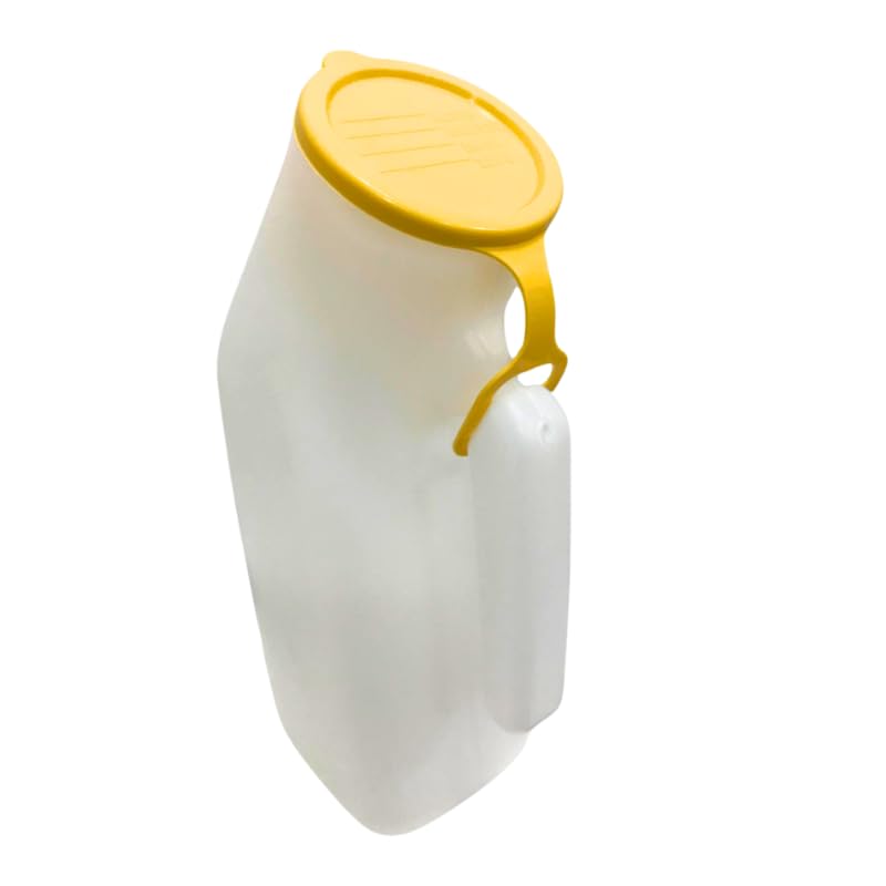 Male Urinal Bottle - 1000ML Portable Incontinence Aid with Long Neck Design & Spill-Proof Lid - Convenient Bedpan Solution for Home, Travel, Hospitals & Clinics