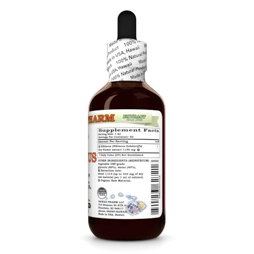 Hawaii Pharm Organic Hibiscus Liquid Extract - Alcohol-Free Herbal Supplement 2 oz