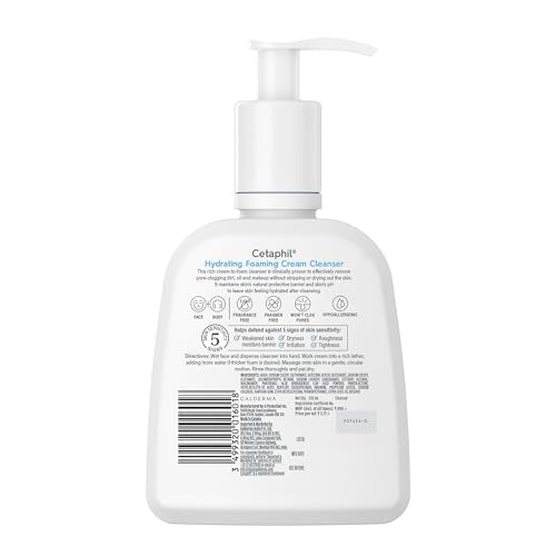 Cetaphil Hydrating Foaming Face Wash | Cream to Foam, Niacinamide & Aloe for Sensitive Skin, 236ml