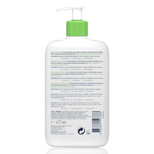 CeraVe Hydrating Cleanser for Normal to Dry Skin 473ml, Hyaluronic Acid, Fragrance Free