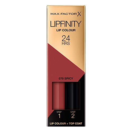 Max Factor Lipfinity Lip Colour - Spicy (070), Long-Lasting 2-Step Lipstick
