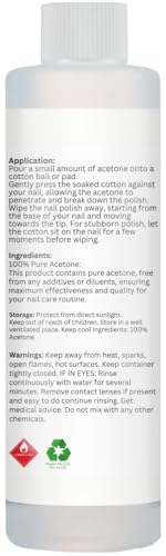 JAN LONDON 100% Pure Acetone Nail Polish Remover - Professional Strength for Gel & Acrylic Nails (250ml)