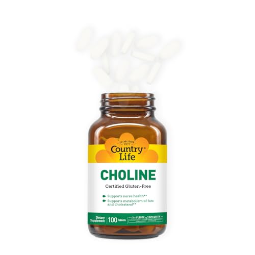 Country Life Choline 100 Tablets - Brain & Liver Support Supplement