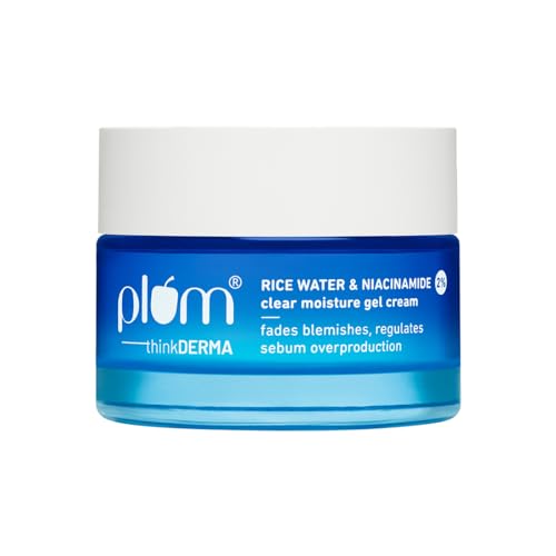 Plum 2% Niacinamide & Rice Water Super Light Gel Cream Moisturizer for Face - Oil-Free Hydration & Brightening