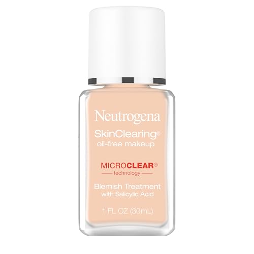Neutrogena SkinClearing Oil-Free Acne Foundation with 0.5% Salicylic Acid - Shine Control Makeup for Acne-Prone Skin - 40 Nude - 1 fl. oz