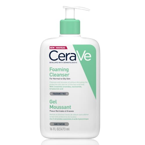 CeraVe Foaming Cleanser for Oily Skin 473ml, Hyaluronic Acid, Fragrance Free