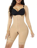 Women's Full Body Shaper - Compression Lace Bodysuit in Beige, Size L