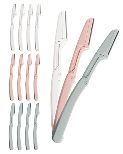 MAKINGTEC Eyebrow Razor for Women & Men | 15 Pcs Dermaplane for Face, Foldable Razors for Peach Fuzz Removal