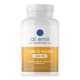 DR. EMIL NUTRITION Organic Lion's Mane Supplement - 2100mg Capsules for Focus & Clarity