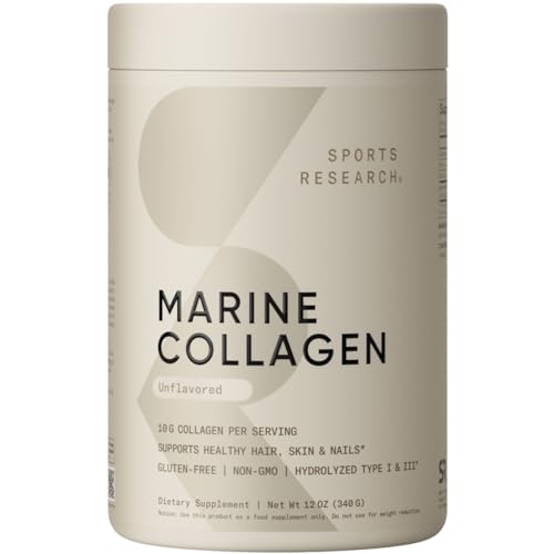 Sports Research Marine Collagen Peptides Powder - Sustainably Sourced, 12 oz
