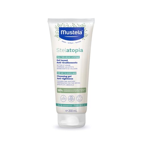 Mustela Stelatopia Eczema-Prone Skin Cleansing Gel 200ml - Baby Face & Body Wash with Natural Avocado & Sunflower Oil
