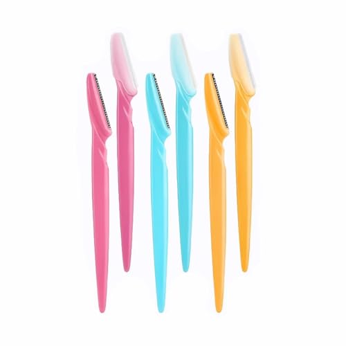 Eyebrow Razor for Women - 6 PCS Dermaplaning Tool Kit for Peach Fuzz Removal, Stainless Steel Blades with Protective Covers