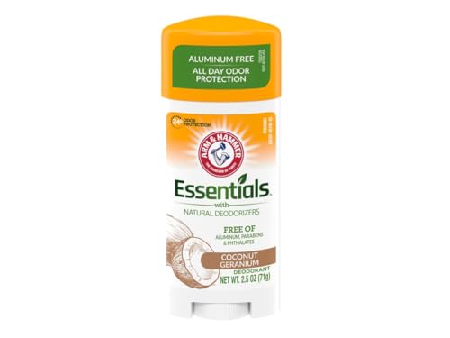 ARM & HAMMER Essentials Deodorant - Coconut Geranium - Aluminum-Free, Paraben-Free, Phthalate-Free - 2.5oz (Pack of 3)