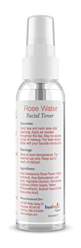 Hyalogic Rose Water Facial Toner with Hyaluronic Acid - Paraben-Free, Alcohol-Free, 4 fl. oz.