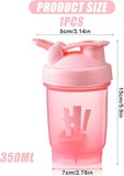 350ml Protein Shaker Cup with Mixing Ball – Leakproof Flip-Lid Sports Bottle for Shakes & Smoothies (Pink)