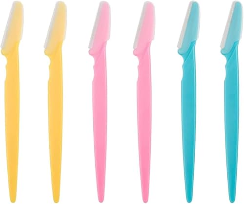 Funi 6Pcs Eyebrow Razor - Professional Dermaplaning Tool for Face & Body Hair Removal (3 Colors)