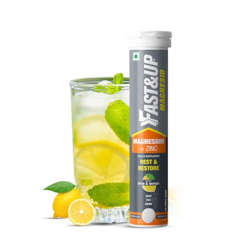 FAST&UP Magnesium & Zinc Effervescent Tablets - Lemon & Lime - 20 Tablets for Muscle Health & Stress Relief