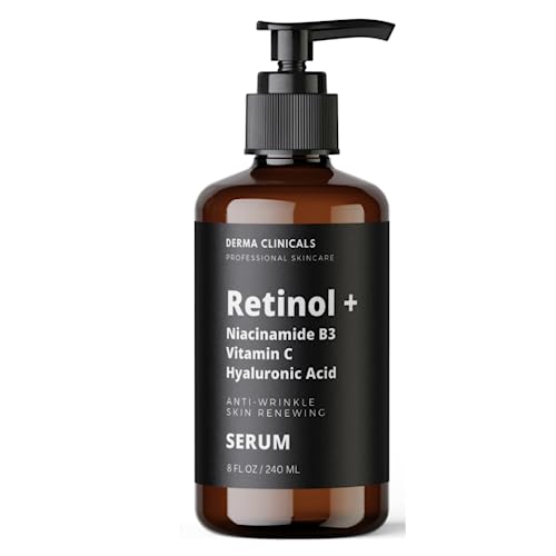 Retinol + Niacinamide B3, Vitamin C, Hyaluronic Acid Serum - Anti-Aging & Brightening Face Serum (8oz)