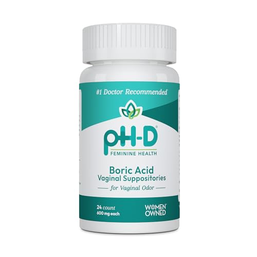 pH-D Feminine Health Support Boric Acid Suppositories - 600mg | 24 Count | Woman-Owned Brand