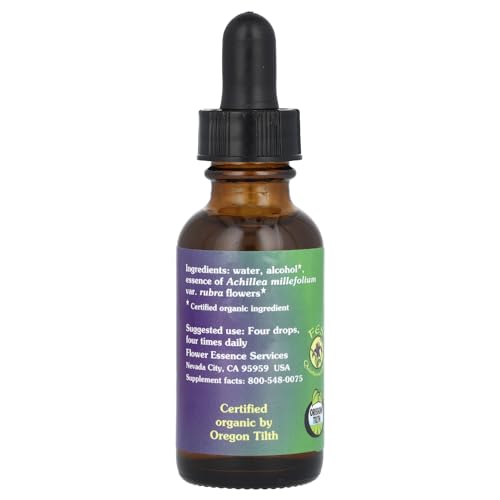 Pink Yarrow Flower Essence Dropper - Emotional Protection & Boundary Support, 1 oz