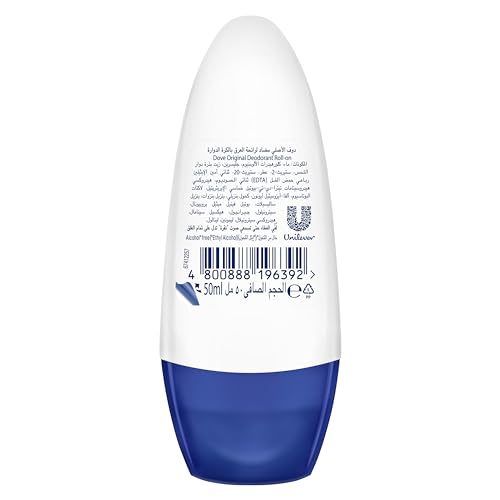 Dove Women Antiperspirant Deodorant Roll-On - Original, 48H Protection, Alcohol-Free, 50ml (Pack of 2)