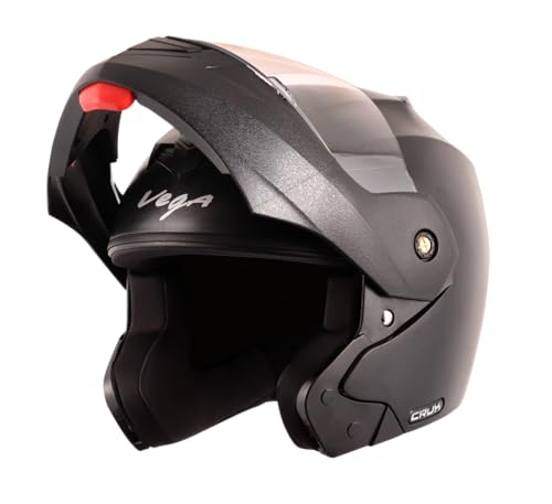 Vega Crux ISI Certified Flip-Up Helmet - Black, Medium, Clear Visor for All Riders