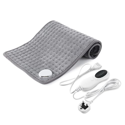 Electric Heating Pad for Back, Neck, Shoulder & Abdomen Relief - Silver Gray (13.7" x 23")
