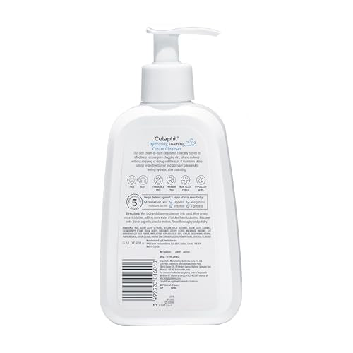 Cetaphil Hydrating Foaming Face Wash | Cream to Foam, Niacinamide & Aloe for Sensitive Skin, 236ml