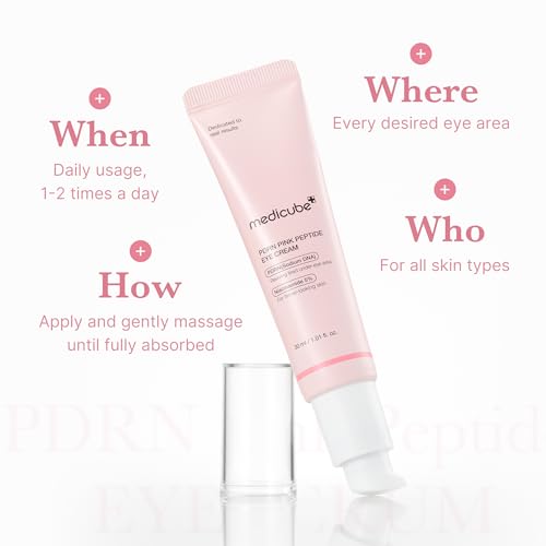 Medicube Salmon DNA PDRN Pink Peptide Eye Serum - Niacinamide & 99% Pure Retinol Eye Cream for Fine Lines & Dark Circles - Korean Skin Care 1.01fl.oz