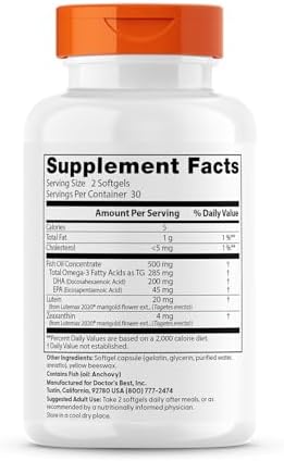 Doctor's Best, Lutein with Lutemax 2020, 20 mg, 60 Softgels