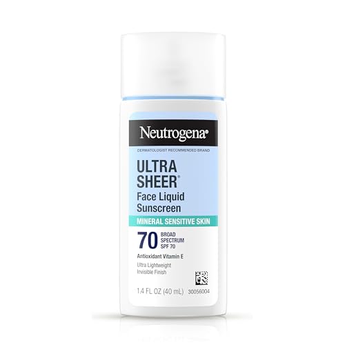 Neutrogena Ultra Sheer Mineral Face Liquid Sunscreen SPF 70 - Broad Spectrum, Oxybenzone-Free, Vegan, 1.4 fl oz