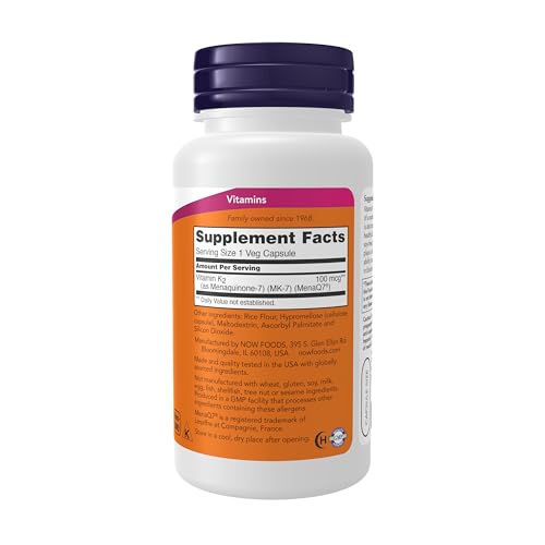 Now Foods MK-7 Vitamin K2 | 100 mcg | Supports Bone & Cardiovascular Health | 120 Veg Capsules