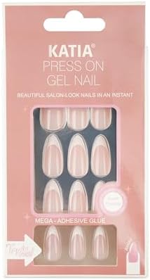 Katia Almond Press-on Gel Nails - French Manicure Perfection (105)