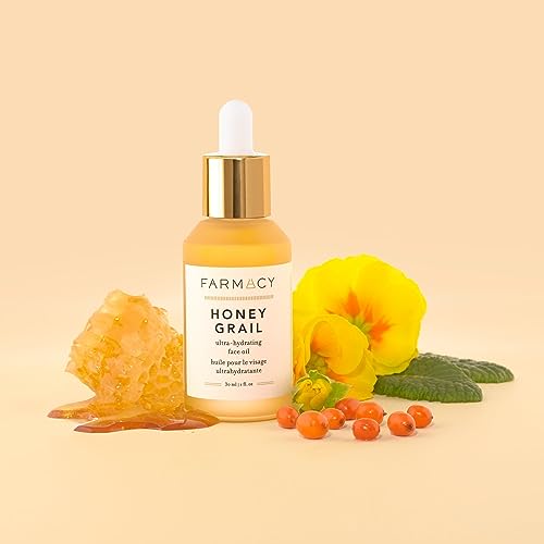 Farmacy Honey Grail Hydrating Face Oil - Anti-Aging Serum for Dry Skin, Fine Lines & Wrinkles with Rosehip & Sea Buckthorn
