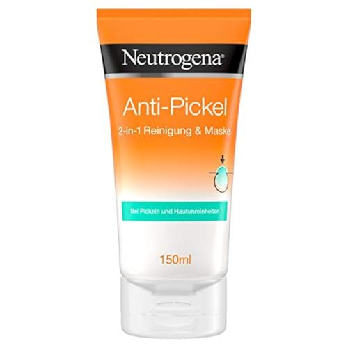 Neutrogena Anti-Pimple Facial Cleanser with Salicylic Acid - 2-in-1 Cleansing & Mask for Blemished Skin, Oil-Free, 150 ml