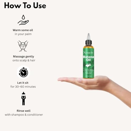 100% Pure Batana Oil for Hair Growth – Thickens & Strengthens Hair – Deeply Moisturizing Hair Oil – 4 FL OZ – Unrefined & Cold-Pressed