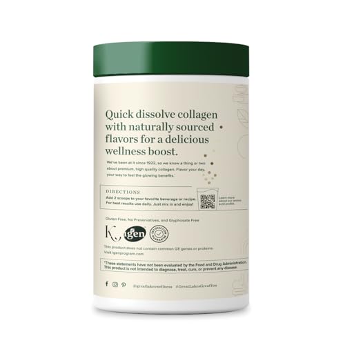 Great Lakes Wellness Collagen Hydrolysate - Vanilla Flavored Beef Protein Powder - 10 oz Can