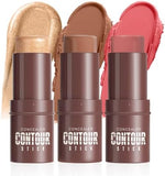 3-in-1 Contouring Stick Set: Blush, Bronzer, & Highlighter