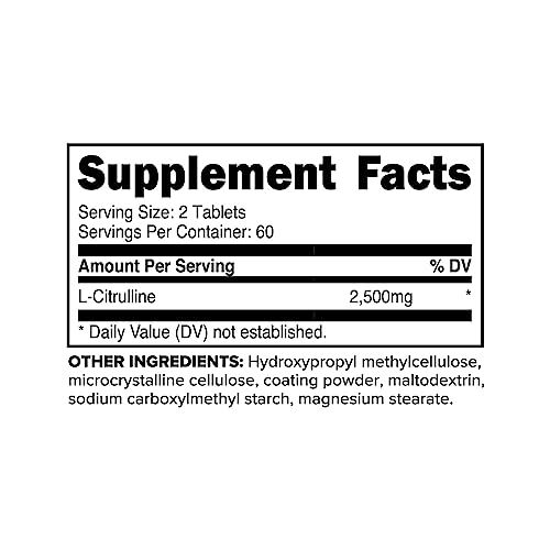 Primaforce L-Citrulline 2500mg Tablets - Nitric Oxide Booster, 120 Count, 60 Servings