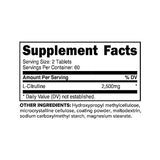Primaforce L-Citrulline 2500mg Tablets - Nitric Oxide Booster, 120 Count, 60 Servings