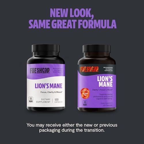 FreshCap Lion's Mane Mushroom Supplement - Natural Nootropic for Brain Health, Cognition and Mood
