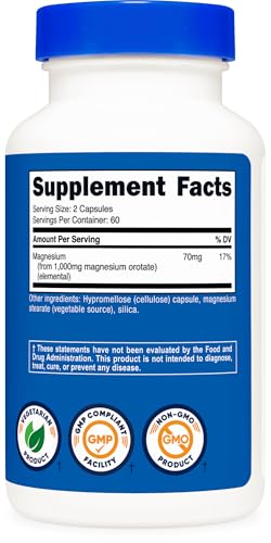 Nutricost Magnesium Orotate 1000mg High Strength Supplement - 120 Capsules