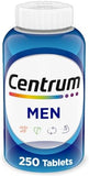 Centrum Men's Multivitamin Supplement with Vitamin D3, B Vitamins, Antioxidants & Zinc - 250 Tablets, Gluten-Free, Non-GMO